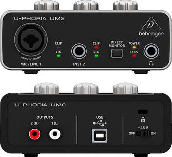 Interface de Áudio Behringer U-PHORIA UM2 USB
