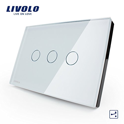 Interruptor Touch Screen com 3 Botões com Função Paralelo - Branco - Livolo - LMS-VL-C303S-81