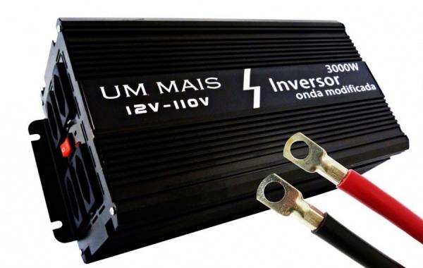 Inversor de Tensão Veicular um Mais - 3000w - 12v para 110v - Onda Modificada - 4 Tomadas Padrão Brasileiro