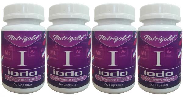 Iodo 4x 60 Comprimidos Inorgânico Oral Iodeto Lugol Tireoide - Nutrigold