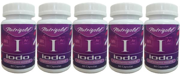 Iodo 5x 60 Comprimidos Inorgânico Oral Iodeto Lugol Tireoide - Nutrigold