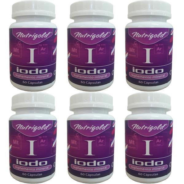 Iodo 6 X 60 Comprimidos Inorgânico Oral Iodeto Lugol Tireoide - Nutrigold