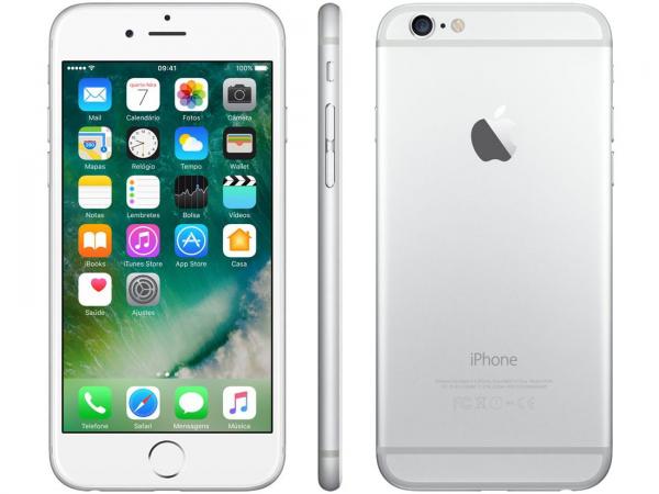 IPhone 6 Apple 64GB Prata 4G Tela 4,7” Retina - Câmera 8MP IOS 10 Proc. M8 Touch ID