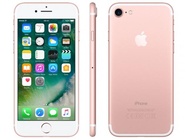 IPhone 7 Apple 128GB Ouro Rosa 4G Tela 4.7” Retina - Câm. 12MP + Selfie 7MP IOS 10 Proc. Chip A10