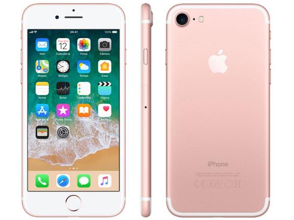 IPhone 7 Apple 128GB Ouro Rosa 4G Tela 4.7” Retina - Câm. 12MP + Selfie 7MP IOS 11 Proc. Chip A10