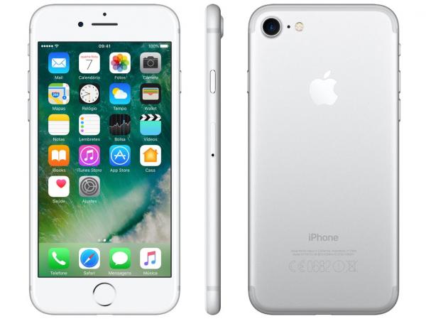 IPhone 7 Apple 128GB Prateado 4G 4.7” Retina - Câm. 12MP + Selfie 7MP IOS 10 Proc. Chip A10