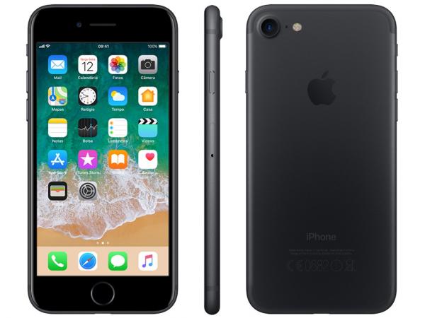 IPhone 7 Apple 128GB Preto Matte 4G 4,7” Retina - Câm. 12MP + Selfie 7MP IOS 11 Proc. Chip A10