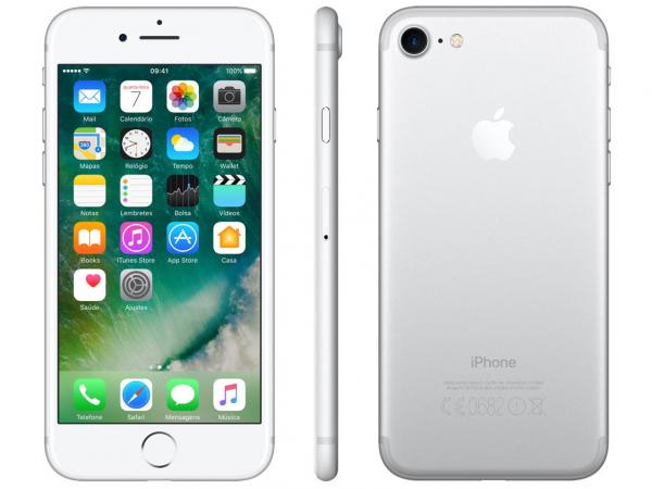 IPhone 7 Apple 256GB Prateado 4G Tela 4.7” Retina - Câm. 12MP + Selfie 7MP IOS 10 Proc. Chip A10