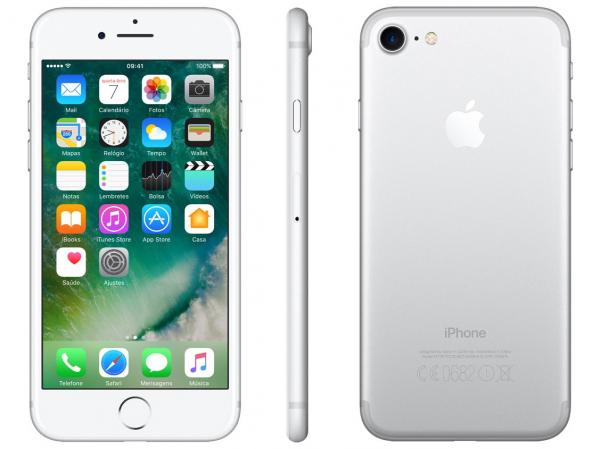 IPhone 7 Apple 256GB Prateado 4G Tela 4.7” Retina - Câm. 12MP + Selfie 7MP IOS 10 Proc. Chip A10