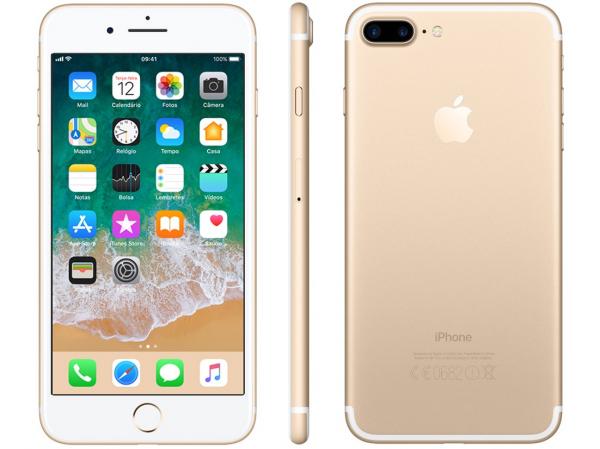 IPhone 7 Plus Apple 128GB Dourado 4G Tela 5.5” - Câm. 12MP + Selfie 7MP IOS 11 Proc. Chip A10