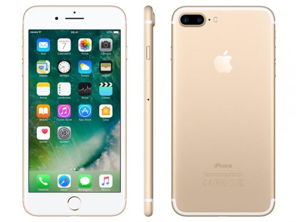 IPhone 7 Plus Apple 256GB Dourado 4G Tela 5.5” - Câm. 12MP + Selfie 7MP IOS 10 Proc. Chip A10