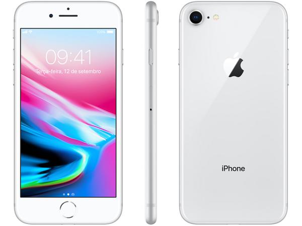 IPhone 8 Apple 256GB Prata 4G Tela 4,7” - Retina Câm. 12MP + Selfie 7MP IOS 11