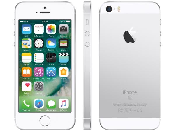 IPhone SE Apple 16GB Prateado 4G Tela 4” - Retina Câm. 12MP IOS 10 Proc. Chip A9 Touch ID