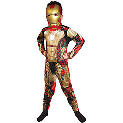 Iron Man 3 Dourada Longo STD - Macacão e Meia Máscara - Marvel