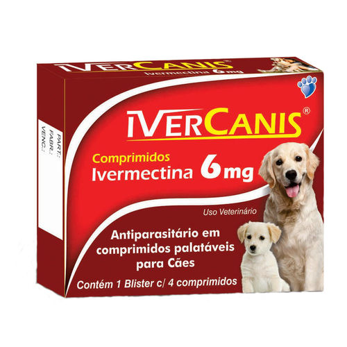 Ivercanis 6mg 4 Comp World Ivermectina Cães