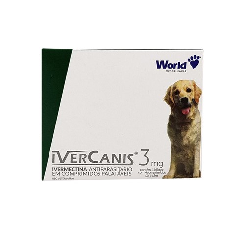 Ivercanis 3mg 4 Comp World Ivermectina Cães