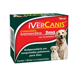 Ivercanis 3mg 4 Comp World Ivermectina Cães