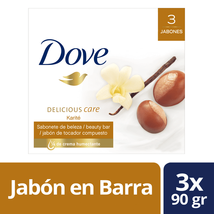 Jabón Karité Dove, Barra 3 Unid, 90 Gr C/u