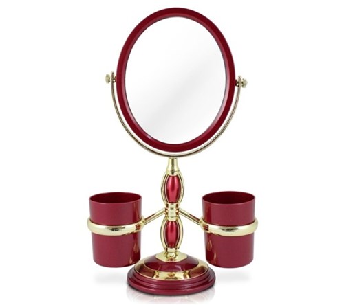 Jacki Design Espelho de Bancada com Suportes Cor Vermelho