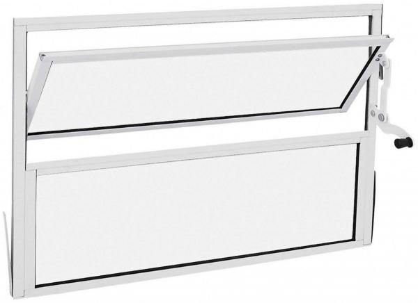 Janela Basculante Alumínio 40x40x1.35cm Vidro Mini Boreal - Branco - Sasazaki