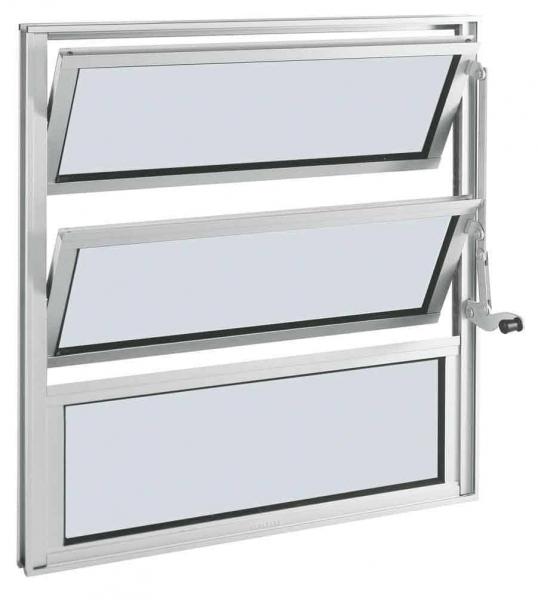 Janela Basculante Alumínio 2 Folhas 60x60x3.3cm Vidro Mini Boreal - Branco - Sasazaki