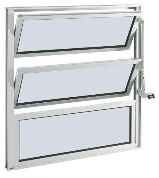 Janela Basculante Alumínio 2 Folhas 60x80x3.3cm Vidro Mini Boreal - Branco - Sasazaki