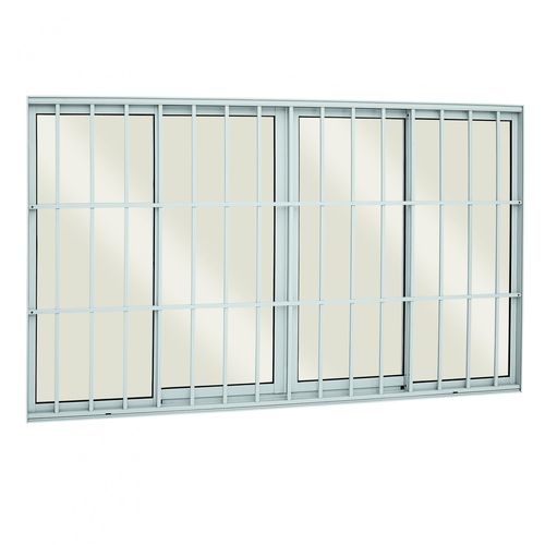 Janela de Correr Alumínio 4 Folhas com Vidro e Grade Classic Alumifort Sasazaki 100cmx150cm Branco