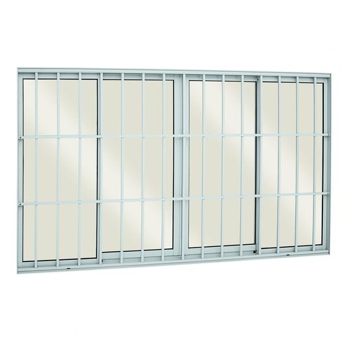 Janela de Correr Alumínio 4 Folhas com Vidro e Grade Classic Alumifort Sasazaki 120cmx150cm Branco