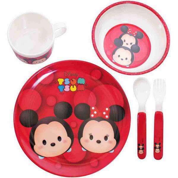 Jg de Refeição Infantil de Melamina Mickey e Minnie Vermelho Tsum Tsum - Disney
