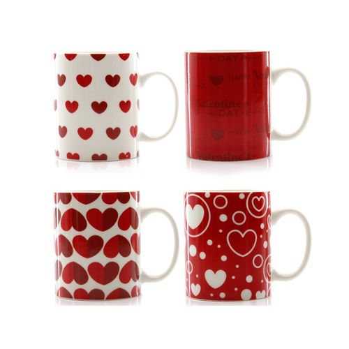 Jogo 4 Xícara Caneca Cerâmica Café Chá 340ml I Love You