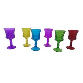 Jogo 6 Taças de Vidro Esculpidas 30ml Rojemac Colorido