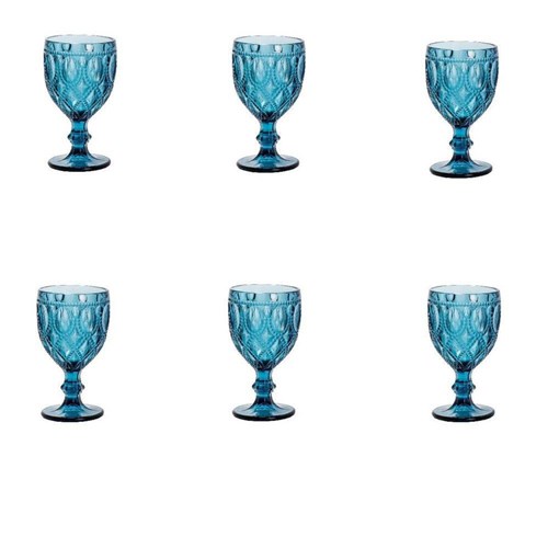 Jogo 6 Taças de Vidro para Agua Diamond 290Ml Rojemac Azul