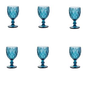 Jogo 6 Taças de Vidro para Agua Diamond 290ml Rojemac Azul