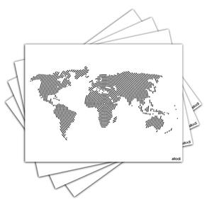 Jogo Americano - Mapa Mundi com 4 Peças - 1081Jo