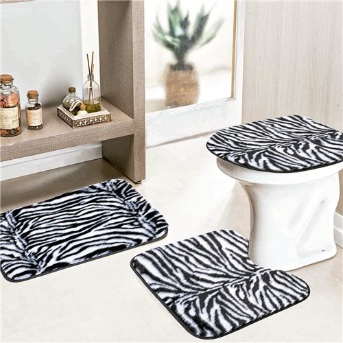 Jogo Banheiro Safari Standard 3 Pecas Zebra