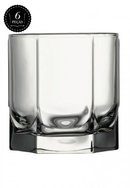 Jogo C/6 Copos de Vidro Whisky 5 Faces 280ml Original Line