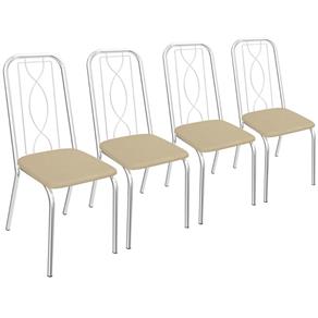 Jogo de 4 Cadeiras Viena Cromada de Metal C072 Crome - BEGE
