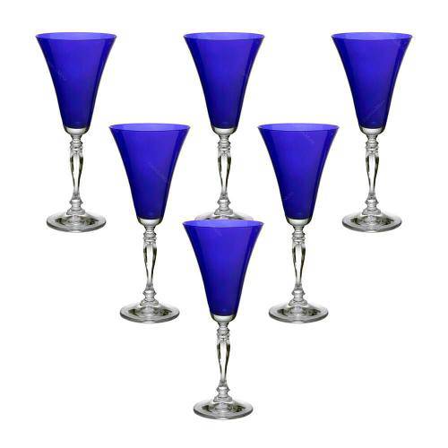 Jogo de 6 Taças P/ Água 300 Ml Cristal Ecológico - Victoria Azul