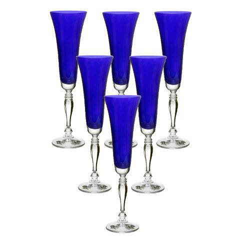 Jogo de 6 Taças P/ Champagne 180 Ml Cristal Ecológico - Vicotira Azul