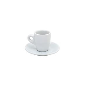 Jogo de 6 Xícaras de Porcelana para Café com Pires Branco 70Ml