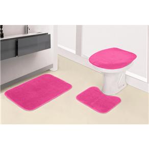 Jogo de Banheiro Casaborda Liso com 3 Peças - Pink