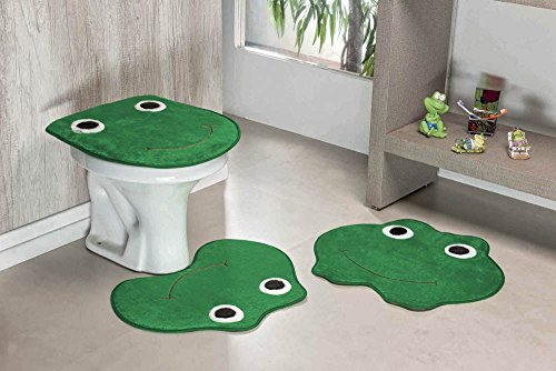 Jogo de Banheiro Formato Sapo 03 Peças Verde Bandeira