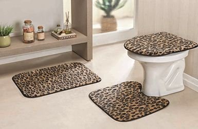 Jogo de Banheiro Safari Standard 03 Peças - Leopardo