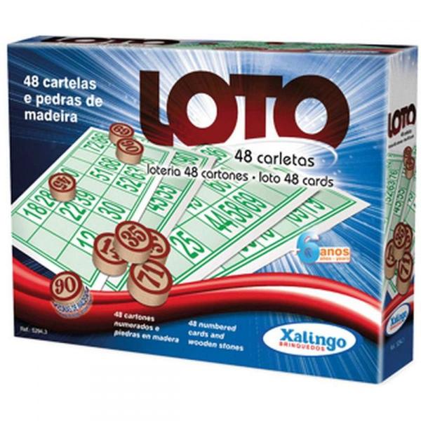 Jogo de Bingo - Loto 48 Cartelas C/pedra Madei - Xalingo