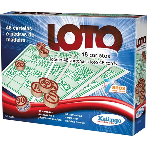 Jogo de Bingo Loto 48 Cartelas C/pedra Madei