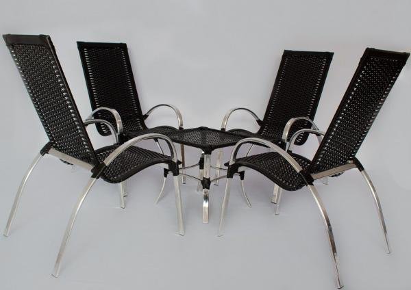 Jogo de Cadeiras e Mesa Alumínio Fibra Junco Ratan - Up Mobille