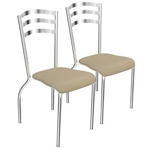 Jogo de 2 Cadeiras Portugal Cromada de Metal C007 Kappesberg - NUDE - Selecione=NUDE