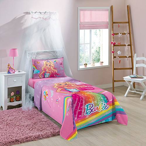 Jogo Cama Menina Barbie 100% Algodão 3 Peças 150 Fios Solteiro Licenciado  Mattel - Portallar - Jogo de Cama - Magazine Luiza