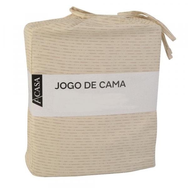 Jogo de Cama Casal Estampado Bege Microfibra 4 Peças - A/CASA