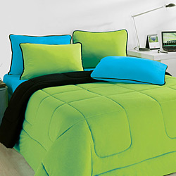 Edredom Casal Preto/Verde - City Home